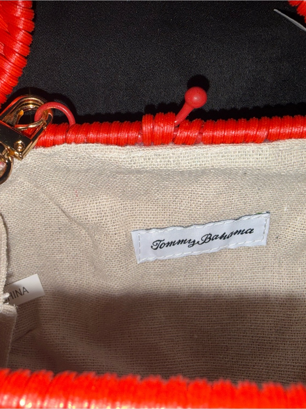 Tommy Bahama Red Woven Crab-Shaped Mini Bag with Beaded Handle - Picture 3 of 4